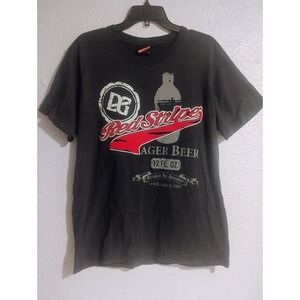 Vintage Red Stripe Beer T-Shirt Size XL Smoke Pet Free Home Drink Liquor Party